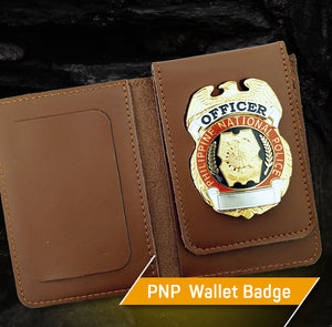 PNP Leather Bifold Wallet Badge Holder Set