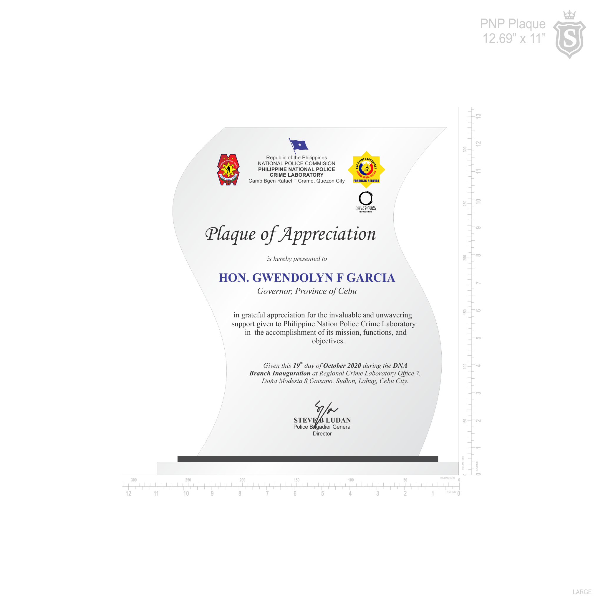 PNP Crime Laboratory Plaque of  Appreciation - PNP