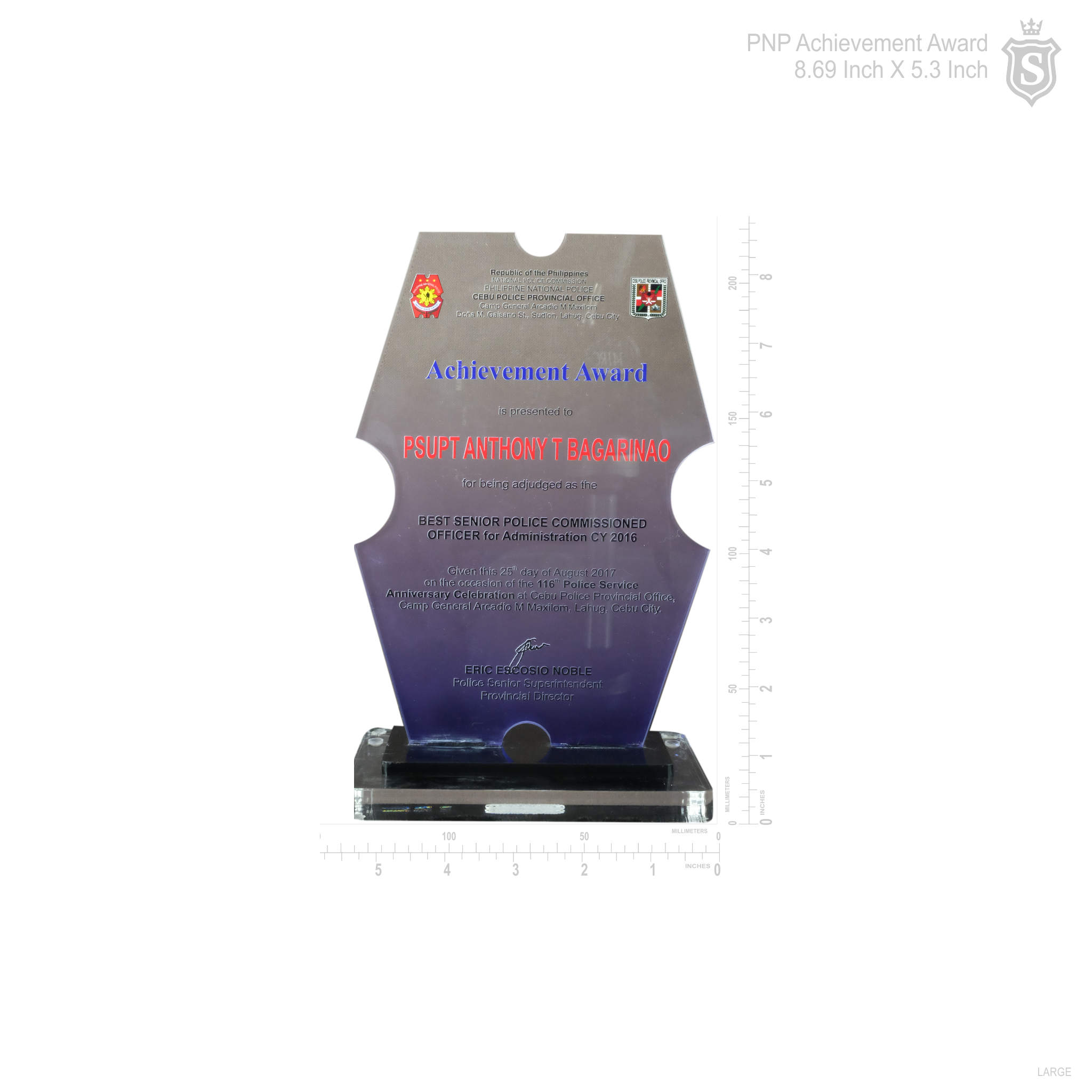 PNP Achievement Award Plaque - PNP