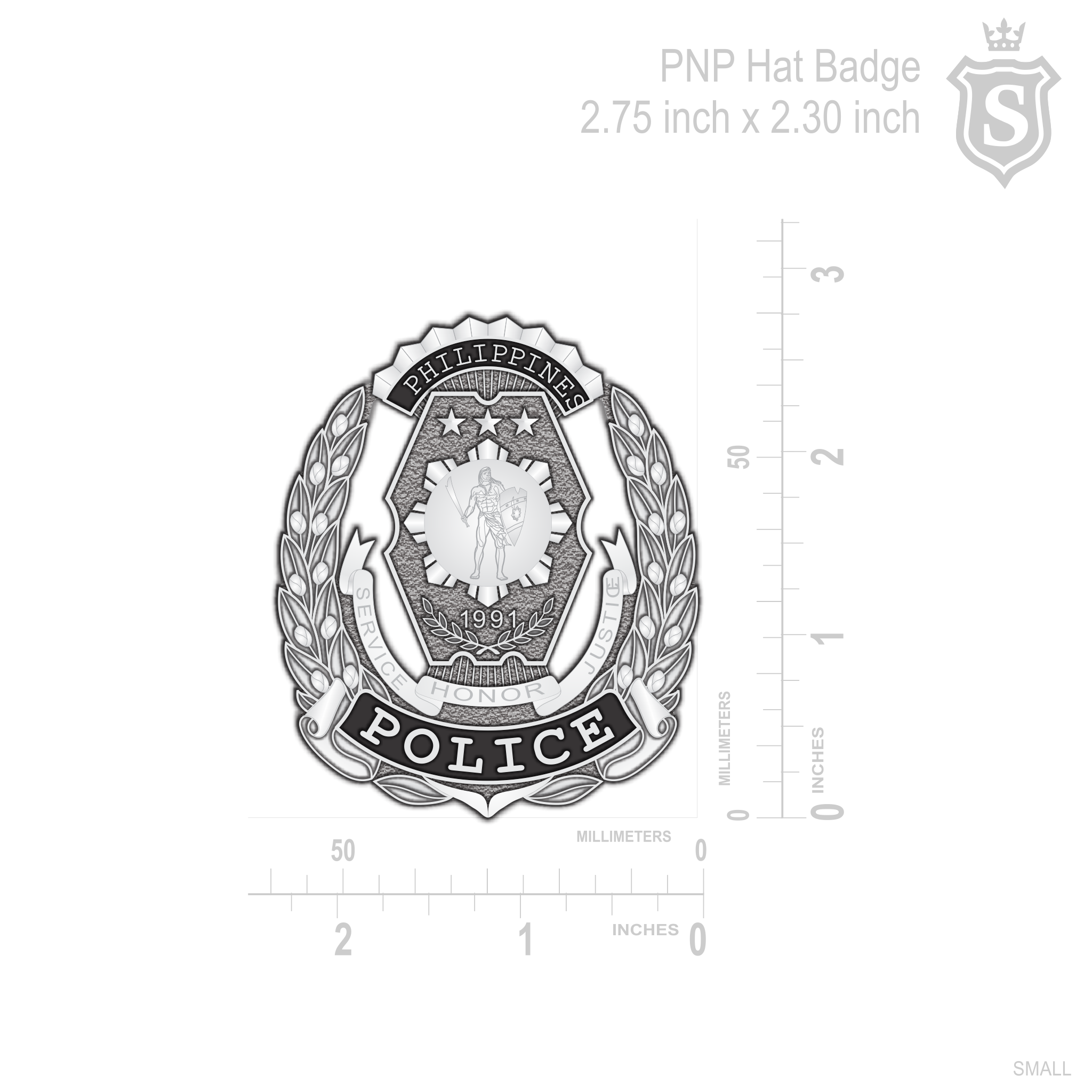 Philippine National Police Hat Badge Cap Device Gold - PNP